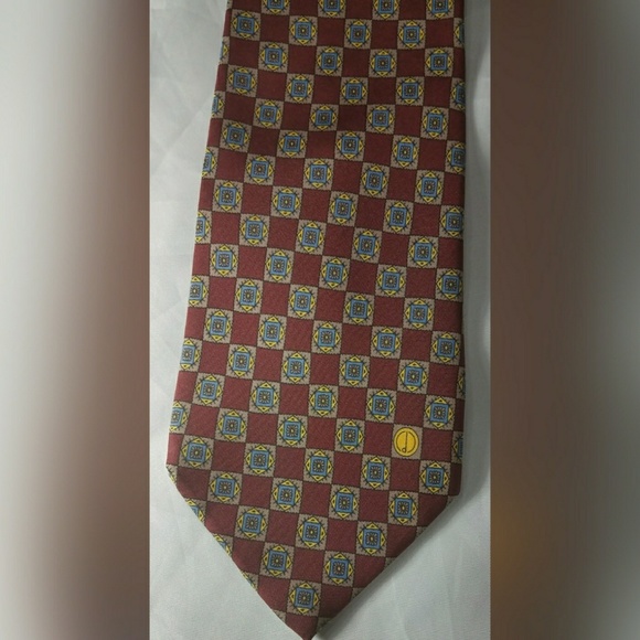 Dunhill Tie Geometric Maroon Burgundy - Picture 2 of 5
